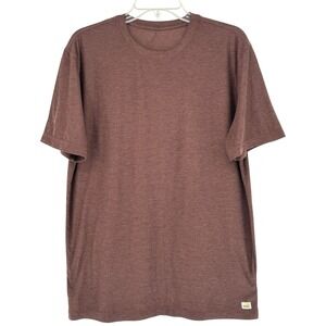 Vuori Mens T Shirt Heathered Brown Crew Neck Short Sleeve L Inspire Happiness